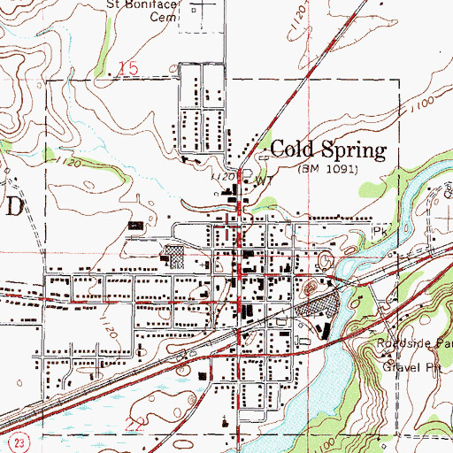 Topographic Map of City of Cold Spring, MN