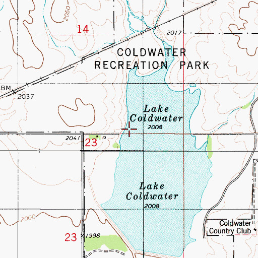 Topographic Map of City of Coldwater, KS
