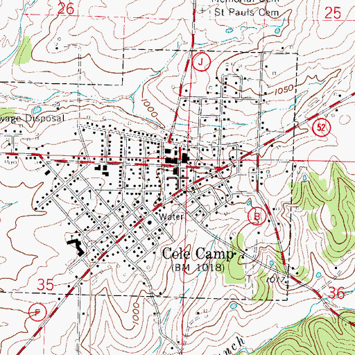 Topographic Map of City of Cole Camp, MO