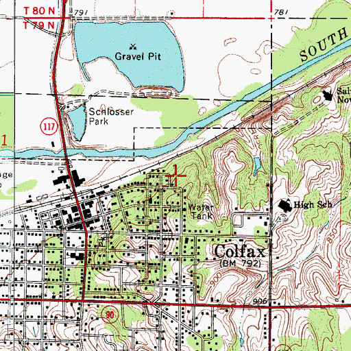 Topographic Map of City of Colfax, IA