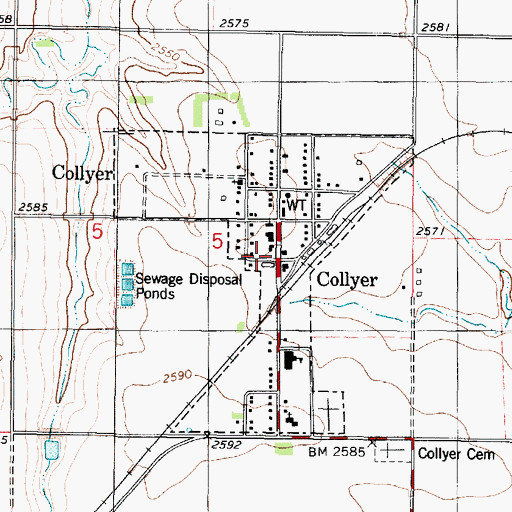 Topographic Map of City of Collyer, KS