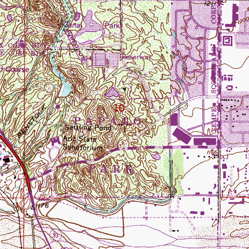 Topographic Map of Tempe Park, AZ