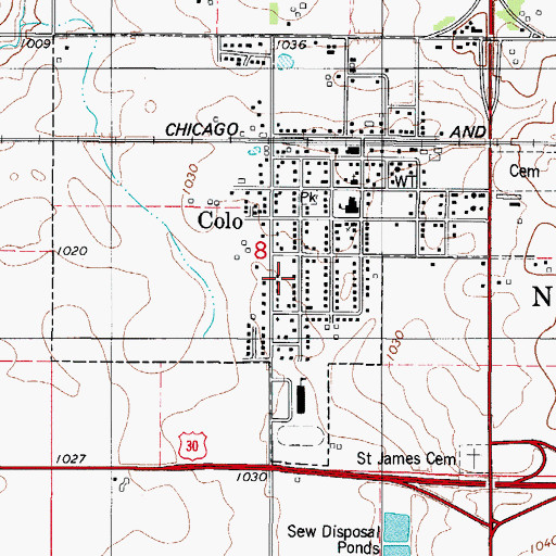 Topographic Map of City of Colo, IA