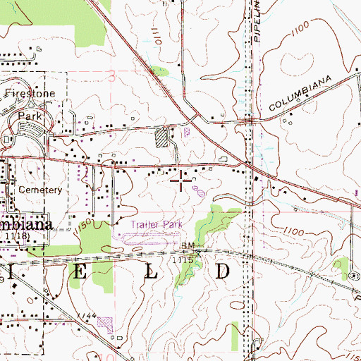 Topographic Map of City of Columbiana, OH