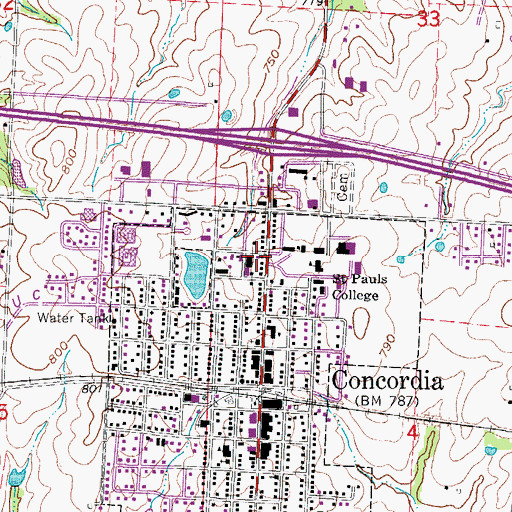 Topographic Map of City of Concordia, MO
