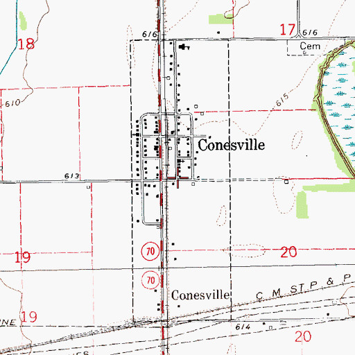 Topographic Map of City of Conesville, IA