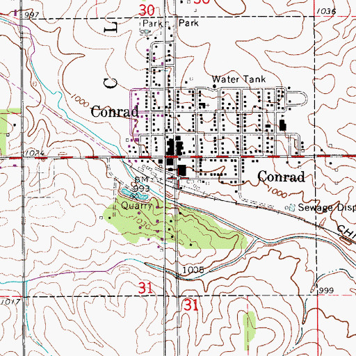 Topographic Map of City of Conrad, IA