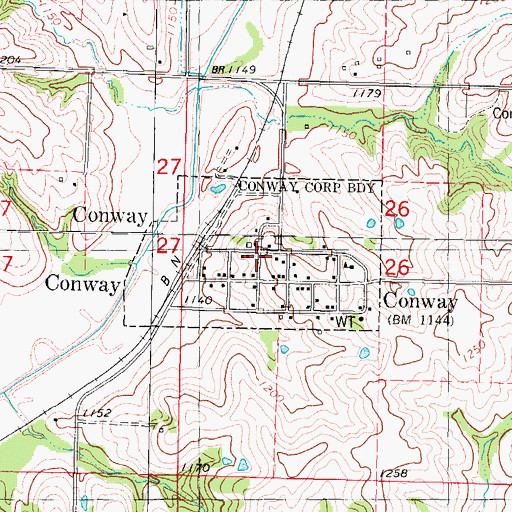 Topographic Map of City of Conway, IA