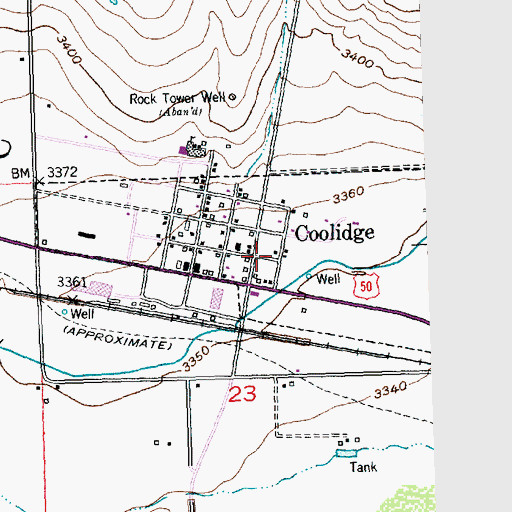 Topographic Map of City of Coolidge, KS