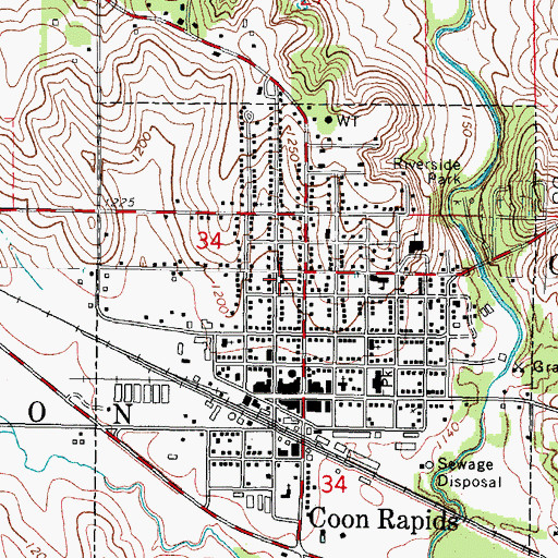 Topographic Map of City of Coon Rapids, IA