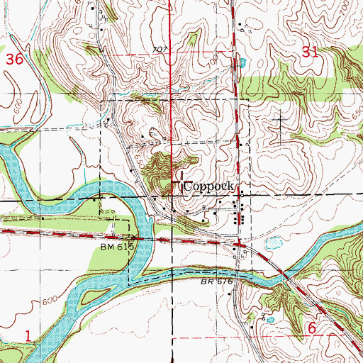 Topographic Map of City of Coppock, IA