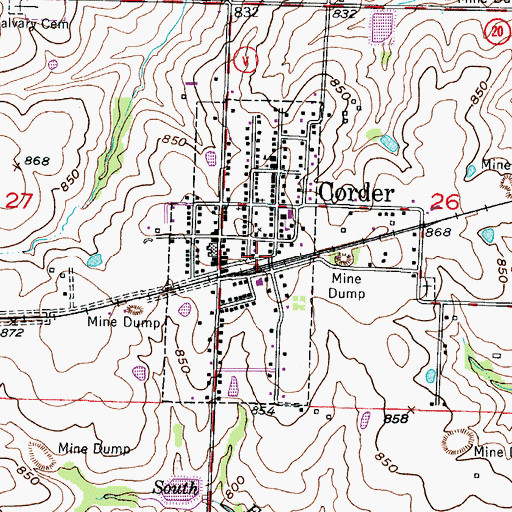 Topographic Map of City of Corder, MO