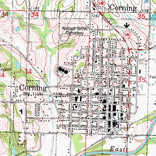 Topographic Map of City of Corning, IA