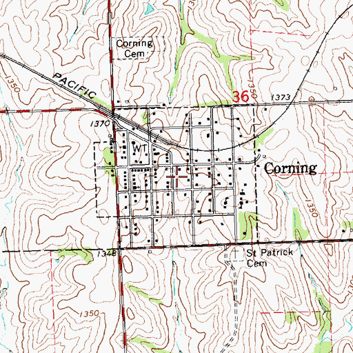 Topographic Map of City of Corning, KS