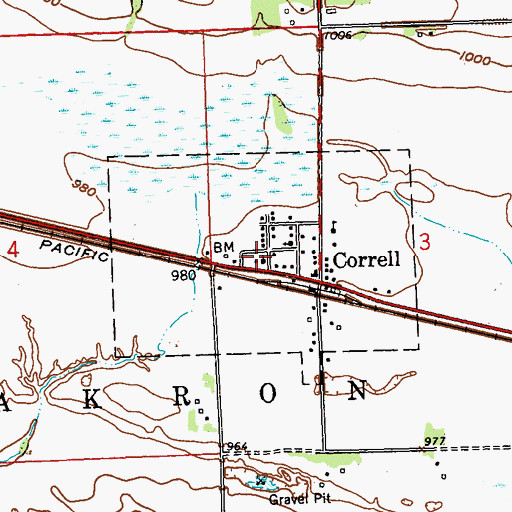 Topographic Map of City of Correll, MN