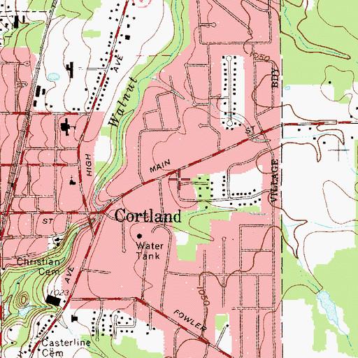 Topographic Map of City of Cortland, OH