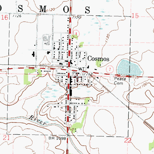 Topographic Map of City of Cosmos, MN
