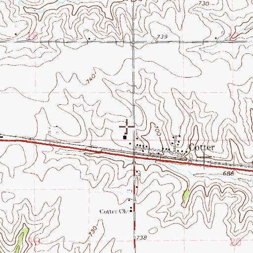 Topographic Map of City of Cotter, IA