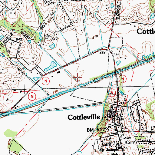 Topographic Map of City of Cottleville, MO