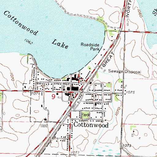 Topographic Map of City of Cottonwood, MN