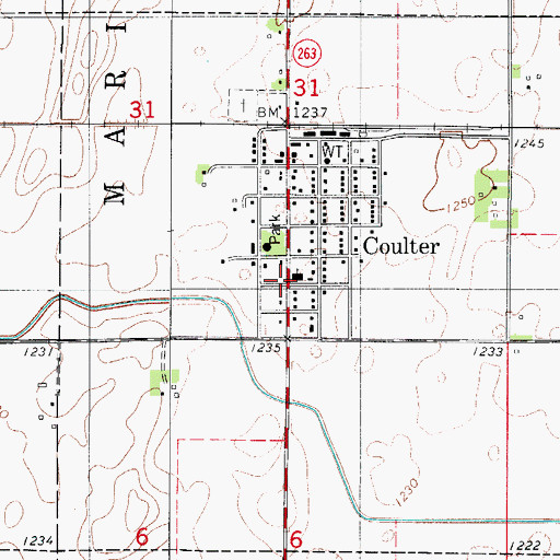 Topographic Map of City of Coulter, IA