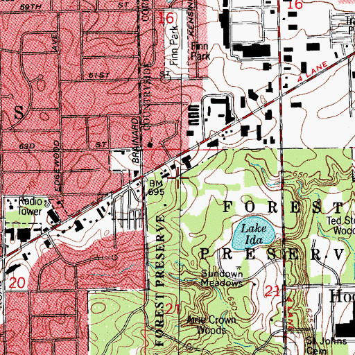 Topographic Map of City of Countryside, IL