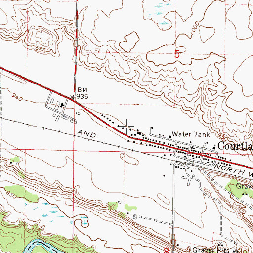 Topographic Map of City of Courtland, MN