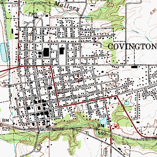 Topographic Map of City of Covington, IN