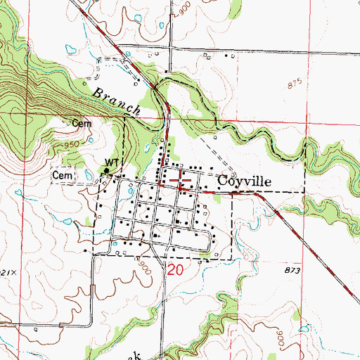 Topographic Map of City of Coyville, KS