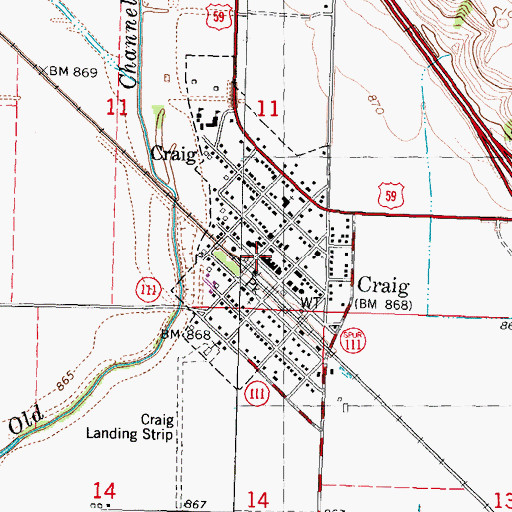 Topographic Map of City of Craig, MO