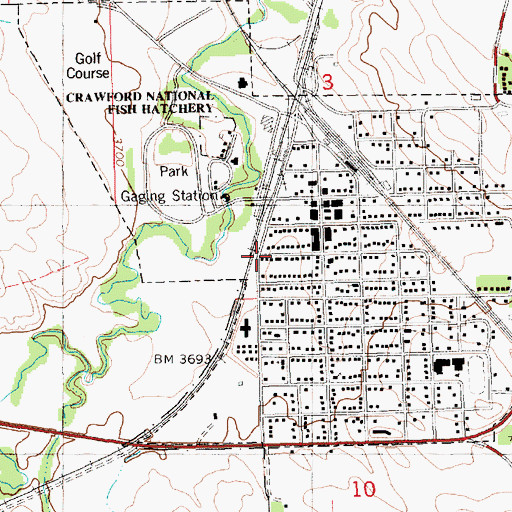 Topographic Map of City of Crawford, NE