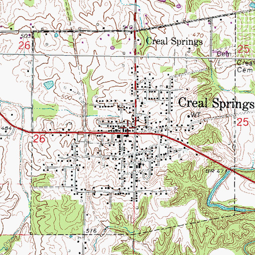 Topographic Map of City of Creal Springs, IL