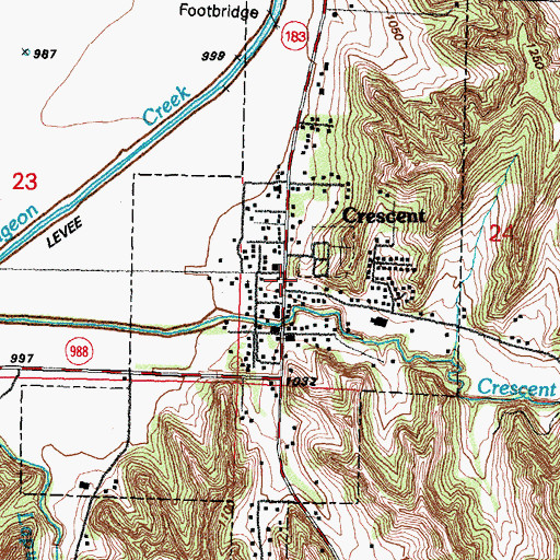 Topographic Map of City of Crescent, IA