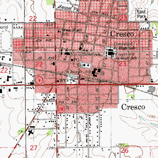 Topographic Map of City of Cresco, IA