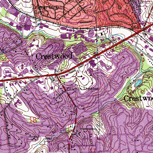 Topographic Map of City of Crestwood, MO