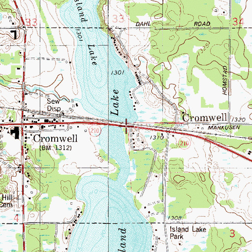 Topographic Map of City of Cromwell, MN