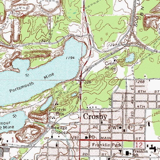 Topographic Map of City of Crosby, MN
