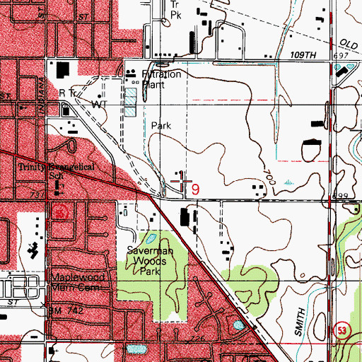 Topographic Map of City of Crown Point, IN
