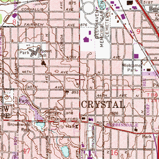 Topographic Map of City of Crystal, MN