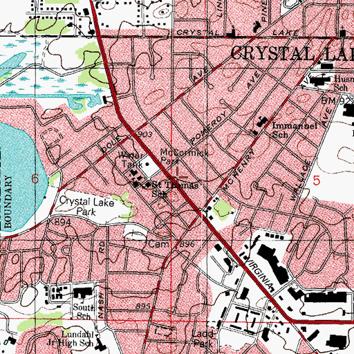 Topographic Map of City of Crystal Lake, IL