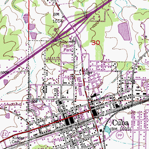 Topographic Map of City of Cuba, MO