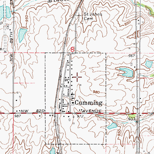 Topographic Map of City of Cumming, IA