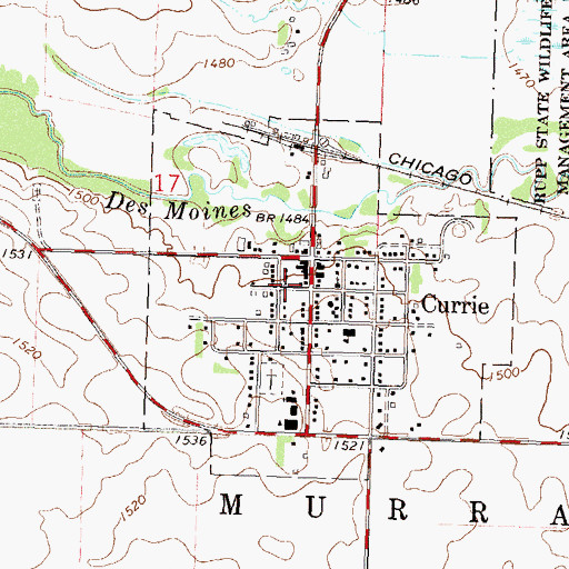 Topographic Map of City of Currie, MN