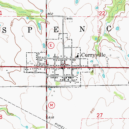 Topographic Map of City of Curryville, MO