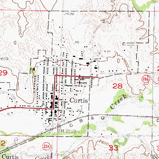 Topographic Map of City of Curtis, NE