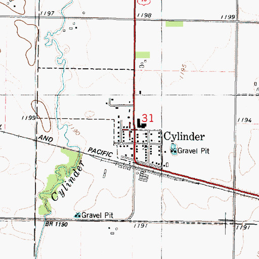 Topographic Map of City of Cylinder, IA