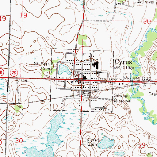 Topographic Map of City of Cyrus, MN