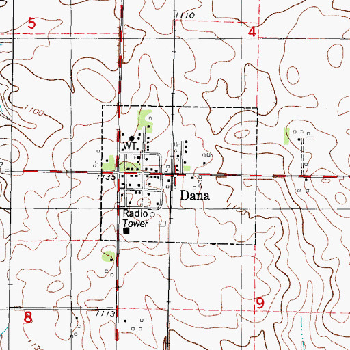 Topographic Map of City of Dana, IA
