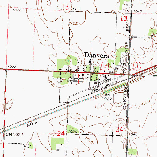 Topographic Map of City of Danvers, MN