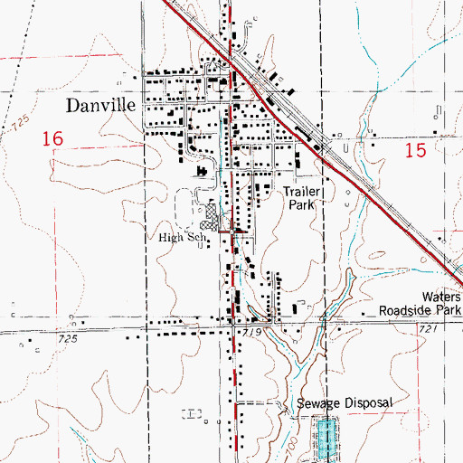 Topographic Map of City of Danville, IA